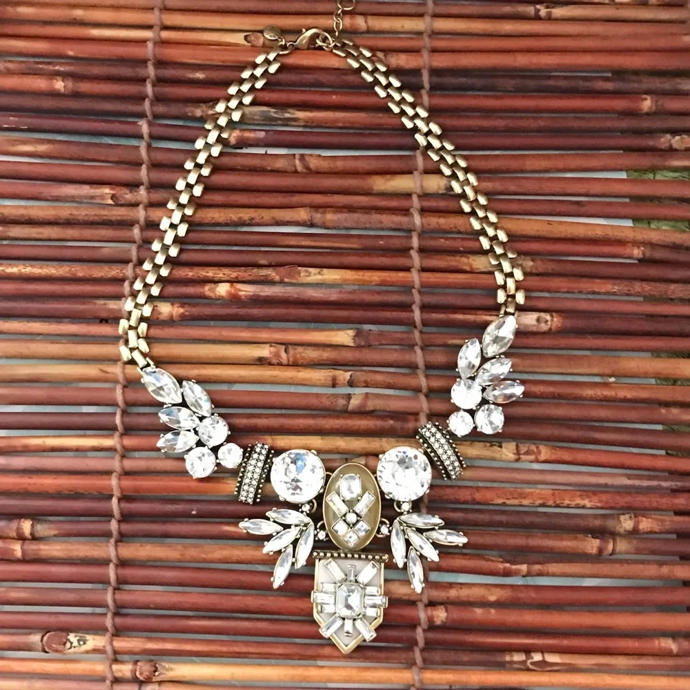J Crew Rhinestone & Resin Stunner Statement Necklace